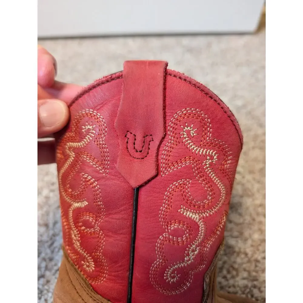 Ariat Tombstone Kids Western Boots Size 11 Brown Red Square Toe Cowboy Leather